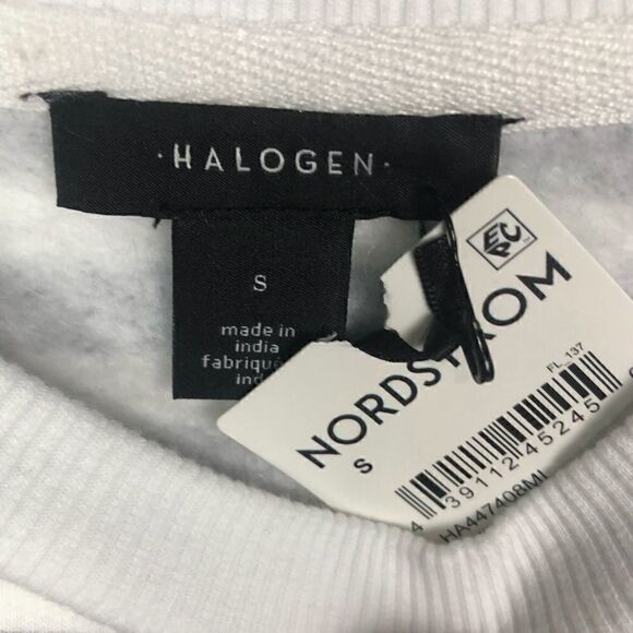 Halogen Sweatshirt Black White Stripe Black Heart ME Patch on Front Small - Picture 9 of 11